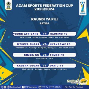 Ratiba ya Azam Sports Federation Cup 2023/2024 raundi ya Pili.