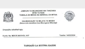 MAJINA ya Walioitwa Kazini Halmashauri ya Wilaya ya Moshi February 2024,Halmashauri ya Wilaya ya Moshi, Announcement tangazo la kuitwa kazini halmashauri ya wilaya ya moshi,Nafasi za kazi halmashauri YA manispaa ya Moshi.