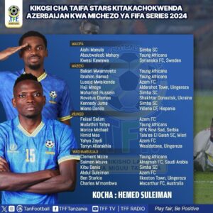 23 Waitwa Taifa Stars Michezo ya FIFA Series 2024 Azerbaijan, Kikosi Cha Taifa Stars Kinachokwenda Azerbaijan kwa Michezo ya FIFA Series 2024.