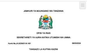 MAJINA ya Waliotwa Kazini UTUMISHI 06-03-2024,Tangazo la Kuitwa Kazini Taasisi Mbalimbali za UMMA 06-03-2024, Kuitwa Kazini Taasisi Mbalimbali za UMMA March 06-2024, Kuitwa Kazini UTUMISHI Leo March 06-2024.