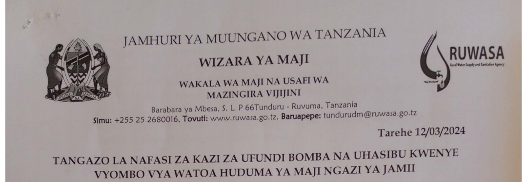 NAFASI 13 za Kazi Kutoka RUWASA March 2024, Nafasi za Kazi Kutoka RUWASA March 2024, Nafasi za kazi kutoka ruwasa march 2024 vacancy, Nafasi za kazi kutoka ruwasa march 2024 dates, Nafasi za kazi kutoka ruwasa march 2024 application form, Nafasi za kazi viwanda vya maji.