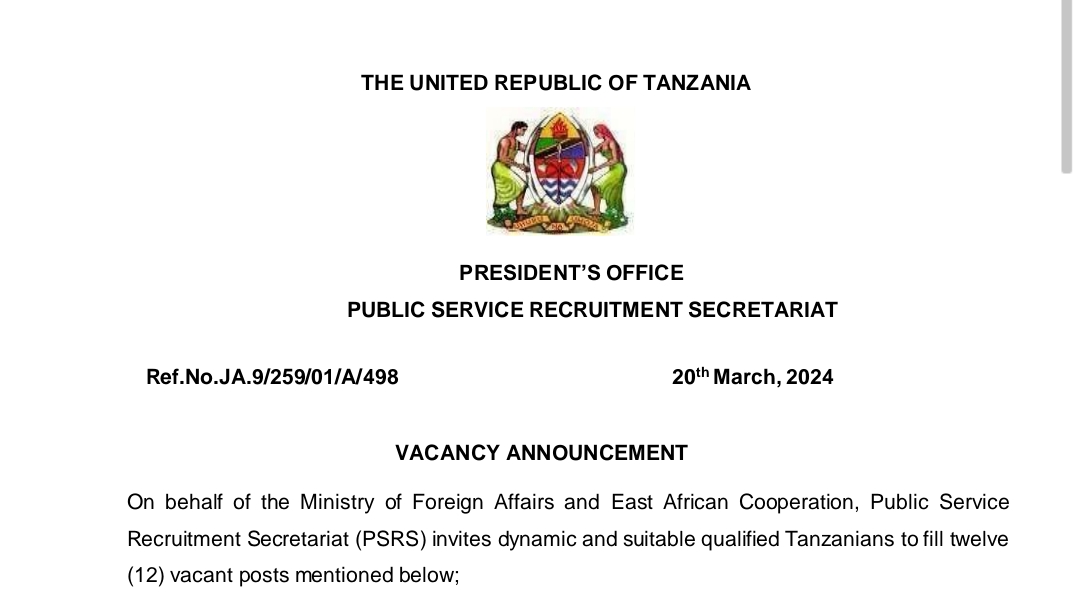 NAFASI za Kazi Kutoka Wizara ya Mambo ya Nje na Ushirikiano wa Afrika Mashariki March 2024, Jobs at Ministry of Foreign Affairs and East African Cooperation March 2024,Kazi za wizara ya mambo ya nje, NAFASI ZA KAZI WIZARA YA MAMBO YA NJE, Wizara ya mambo ya nje Address, Wizara ya mambo ya nje Zanzibar.