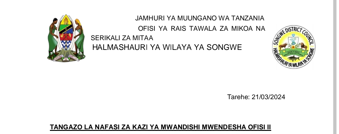 NAFASI za Kazi Kutoka Wilaya ya Songwe March 2024, Nafasi za kazi halmashauri ya Songwe NAFASI ZA KAZI Songwe 2024,Kata za wilaya ya songwe,Nafasi za kazi kwenye mabasi ya mikoani 204,NAFASI za kazi SGR Tabora 2024.