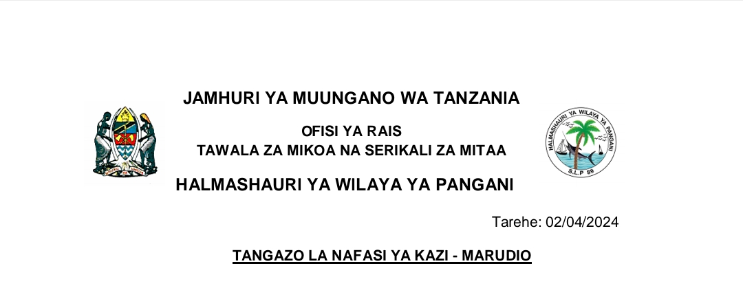 NAFASI za Kazi Wilaya ya Pangani April 2024, NAFASI za Kazi Halmashauri ya Wilaya ya Pangani April 2024, Ajira Mpya Halmashauri ya Wilaya ya Pangani April 02-2024, TANGAZO LA NAFASI YA KAZI HALMASHAURI YA WILAYA YA PANGANI 02-04-2024, NAFASI ZA MWANDISHI MWENDESHA OFISI DARAJA LA II PANGANI APRIL 2024.