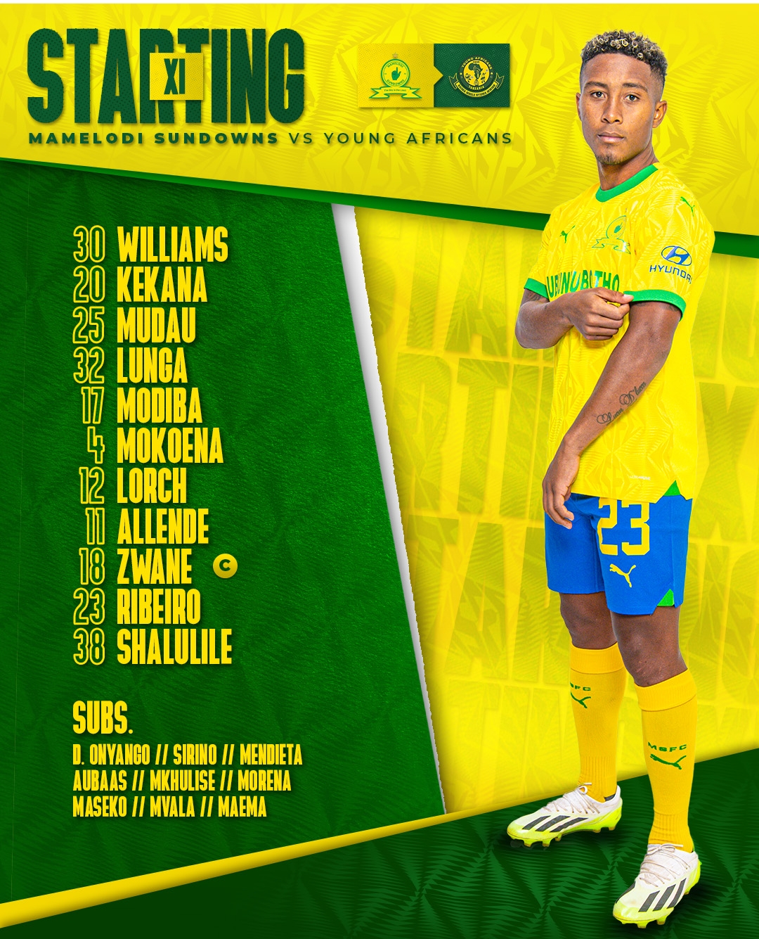 KIKOSI Cha Mamelodi Sundowns vs Young Africans April 05-2024