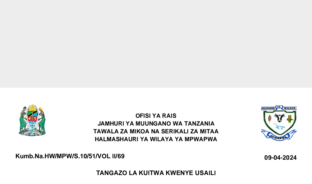 MAJINA ya Walioitwa Kwenye Usaili Wilaya ya Mpwapwa 09-04-2024, Kuitwa Kwenye Usaili Halmashauri ya Wilaya ya Mpwapwa April 2024, Orodha ya Majina ya Waliotwa Kwenye Usaili Halmashauri ya Wilaya ya Mpwapwa April 2024, Majina ya Waliotwa Kwenye Usaili Mpwapwa April 2024,TANGAZO LA KUITWA KWENYE USAILI HALMASHAURI YA WILAYA YA MPWAPWA 09-04-2024.