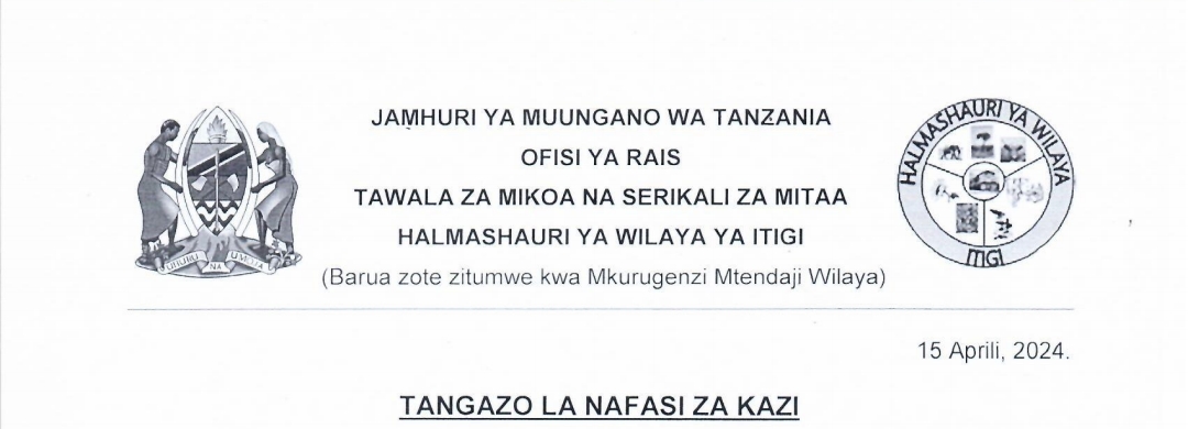 NAFASI za Kazi Kutoka Wilaya ya Itigi April 2024,Ajira Mpya kutoka Halmashauri ya Wilaya ya Itigi April 16-2024,TANGAZO LA NAFASI ZA KAZI HALMASHAURI YA WILAYA YA ITIGI 16-04-2024, Nafasi za Madereva Halmashauri ya Wilaya ya Itigi April 2024, Nafasi za Mtendaji wa Kijijini Halmashauri ya Wilaya ya Itigi April 2024, Ajira za Madereva Halmashauri ya Wilaya ya Itigi April 2024, Ajira za Watendaji wa Vijijini Halmashauri ya Wilaya ya Itigi April 2024.