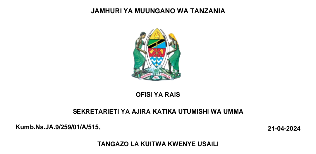 MAJINA ya Nyongeza Walioitwa kwenye Usaili UTUMISHI April 21-2024, Kuitwa Kwenye Usaili UTUMISHI Leo April 21-2024, Orodha ya Majina ya Waliotwa kwenye Usaili Taasisi Mbalimbali za UMMA Leo April 21-2024,TANGAZO LA KUITWA KWENYE USAILI TAASISI MBALIMBALI ZA UMMA MAJINA YA NYONGEZA 21-04-2024.