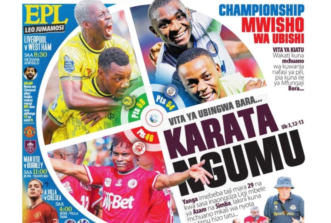 MAGAZETI ya Tanzania Jumamosi April 27-2024, Magazeti ya Tanzania Leo Jumamosi April 27-2024, Magazeti ya Tanzania Leo Jumamosi tarehe 27-04-2024, Vichwa vya habari Katika Magazeti ya Leo Jumamosi April 27-2024, Magazetini Leo 27.04.2024, Mazetini Leo Jumamosi tarehe 27 April 2024, Vita ya Ubingwa Bara Karata ngumu,Yanga vs Coastal Union Leo Jumamosi, Simba vs Azam Fainali ya Muungano Leo Jumamosi,Simba kuivaa Azam Fainali ya Muungano Leo bila Chama, Yanga hasira zote Kwa Coastal Union Leo,Azam na Simba zawania Historia ya Muungano Leo, Fainali ya Kombe la Zanzibar kupigwa Leo, Fainali ya Kudumisha Muungano Kupigwa Leo New Amani Complex Zanzibar, Simba vs Azam Leo.