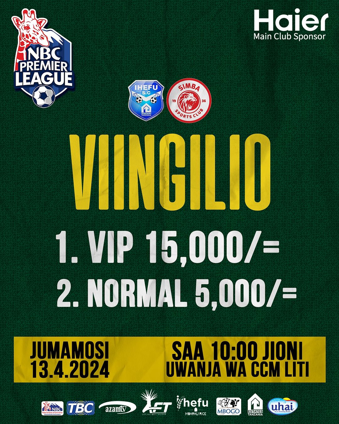 VIINGILIO Singida Black Stars vs Simba SC April 13-2024, Singida Black Stars vs Simba SC, Ihefu SC vs Simba SC, Viingilio vya Ihefu SC vs Simba, Viingilio Singida Black Stars SC vs Simba Spots Club, Ihefu SC vs Simba SC, Singida Black Stars vs Simba SC.