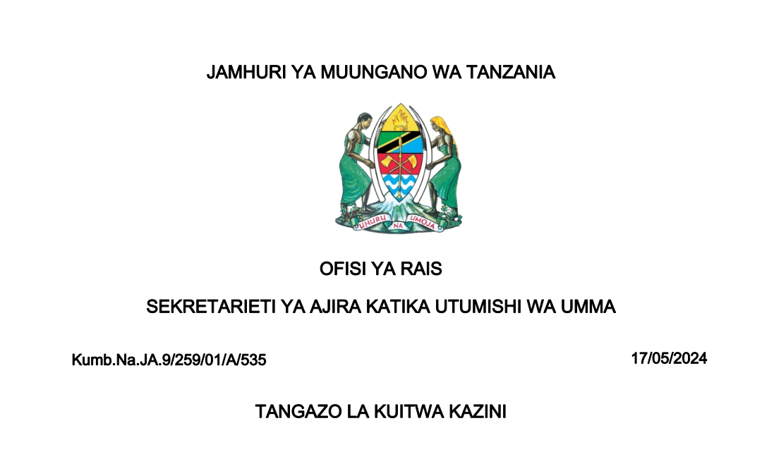 MAJINA ya Waliotwa Kazini UTUMISHI Leo May 17-2024, Kuitwa Kazini Taasisi Mbalimbali za UMMA Leo May 17-2024, Kuitwa Kazini UTUMISHI May 17-2024, Orodha ya Majina ya Waliotwa Kazini UTUMISHI Leo tarehe 17 May 2024, TANGAZO LA KUITWA KAZINI TAASISI MBALIMBALI ZA UMMA 17-05-2024.