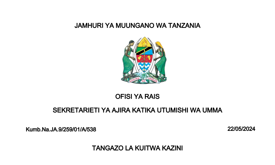 MAJINA ya Walioitwa Kazini UTUMISHI May 22-2024, Kuitwa Kazini Taasisi Mbalimbali za UMMA Leo May 22-2024, Orodha ya Majina ya Walioitwa Kazini UTUMISHI Leo May 22-2024, TANGAZO LA KUITWA KAZINI TAASISI MBALIMBALI ZA UMMA 22-05-2024.