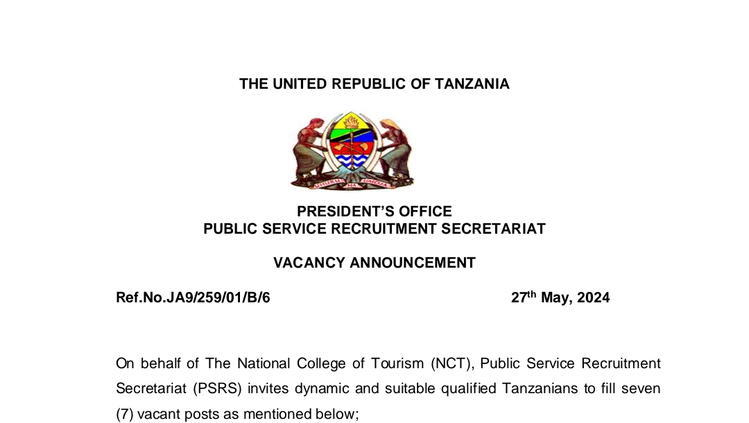 NAFASI za Kazi Kutoka Chuo Cha Utalii 27-05-2024, Nafasi za Ajira kutoka Chuo Cha Utalii May 27-2024, TANGAZO LA NAFASI ZA KAZI CHUO CHA UTALII 27-05-2024, Ajira Mpya kutoka Chuo Cha Utalii Tanzania Leo tarehe 27-2024.