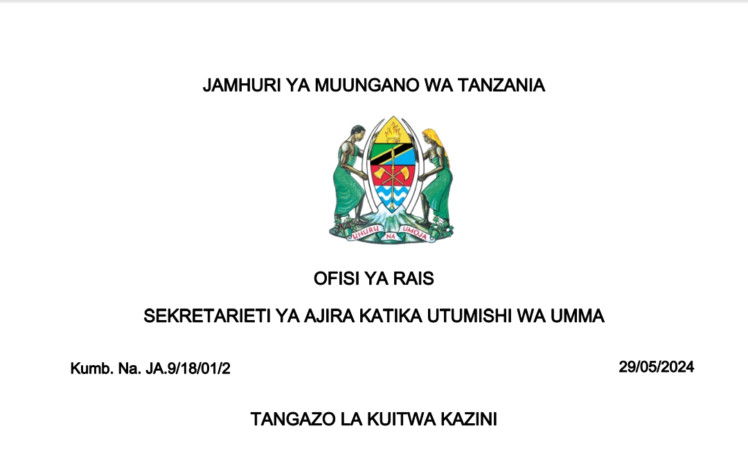 MAJINA ya Walioitwa Kazini UTUMISHI May 29-2024, Orodha ya Majina ya Waliopangiwa Vituo vya kazi UTUMISHI May 29-2024, Kuitwa Kazini UTUMISHI Leo May 29-2024, Orodha ya Majina ya Walioitwa Kazini Taasisi Mbalimbali za UMMA Leo May 29-2024,TANGAZO LA KUITWA KAZINI TAASISI MBALIMBALI ZA UMMA 29-05-2024.