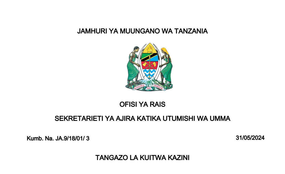 MAJINA ya Walioitwa Kazini UTUMISHI May 31-2024, Kuitwa Kazini Taasisi Mbalimbali za UMMA Leo May 31-2023, Kuitwa Kazini UTUMISHI Leo May 31-2024, Kuitwa Kazini UTUMISHI May -2024, Orodha ya Majina ya Walioitwa Kazini Kutoka UTUMISHI May 31-2024, TANGAZO LA KUITWA KAZINI TAASISI MBALIMBALI ZA UMMA 31-05-2024.