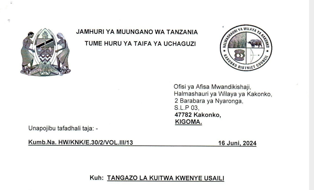 MAJINA ya Walioitwa kwenye Usaili NEC Wilaya ya Kakonko June 18-2024, Majina ya Walioitwa kwenye Usaili NEC Wilaya ya Kakonko June 18-2024, Majina Mapya ya Walioitwa kwenye Usaili NEC Jimbo la Buyungu June 18-2024.