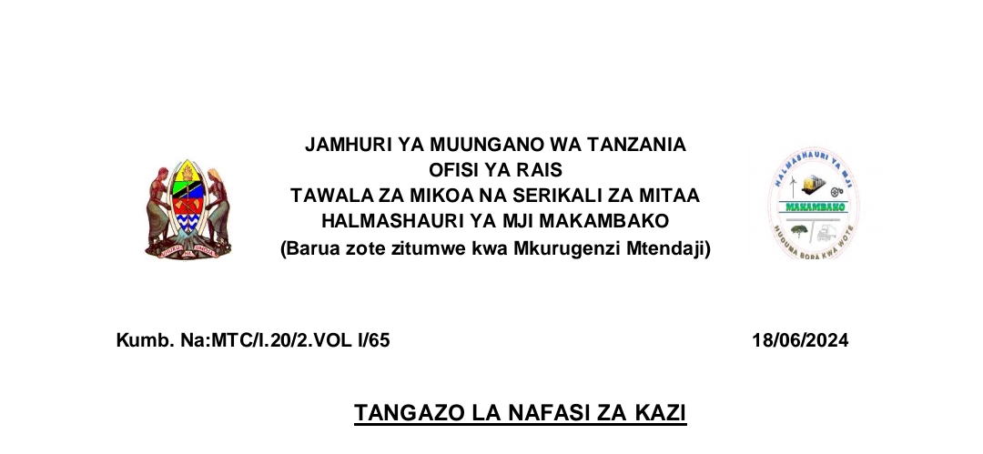 NAFASI za Madereva na Watendaji Kutoka Wilaya Makambako June 18-2024, Kuitwa Kazini Halmashauri ya Wilaya ya Makambako Juni 18-2024, Nafasi za Watendaji Kutoka Halmashauri ya Wilaya ya Makambako Juni 18-2024, Nafasi za Madereva Kutoka Halmashauri ya Wilaya ya Makambako Juni 18-2024.