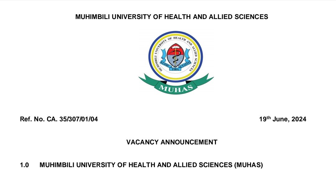 NAFASI za Kazi Kutoka Chuo Kikuu Cha Afya na Sayansi MUHAS 20-06-2024, Ajira Mpya kutoka Chuo Kikuu Cha Afya na Sayansi (MUHAS) 20-06-2024, Nafasi Mpya za Kazi Kutoka Chuo Kikuu Cha Afya na Sayansi Shirikishi Muhimbili (MUHAS) 20-06-2024.