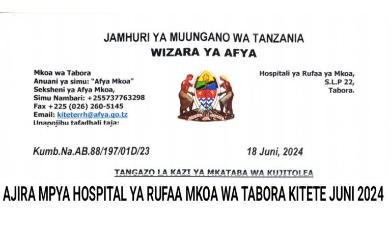 NAFASI 127 za Kazi Kutoka Hospitali ya Rufaa ya Mkoa Tabora June 2024, Ajira za Afya Kutoka Kutoka Hospital ya Mkoa Wa Tabora Kitete June 18-2024, 127 Jobs at Tabora Regional Referral Hospital June 2024, Nafasi za Kazi za Madaktari Kutoka Hospital ya Mkoa Wa Tabora-Kitete June 18-2024.