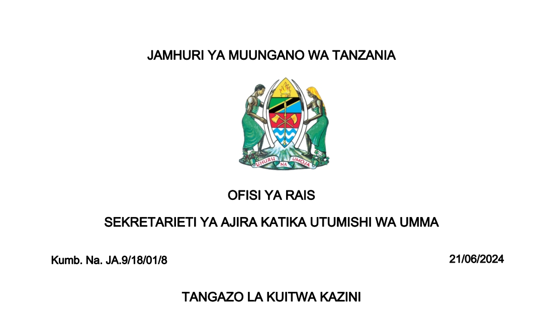 MAJINA ya Walioitwa Kazini UTUMISHI Leo June 21-2024, Kuitwa Kazini UTUMISHI Leo June 21-2024, Kuitwa Kazini Taasisi Mbalimbali za UMMA Leo Juni 21-2024, Orodha ya Majina ya Walioitwa Kazini UTUMISHI Leo June 21-2024.