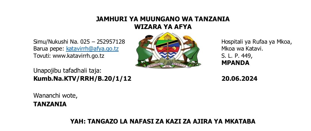 NAFASI za Kazi Kutoka Hospitali ya Rufaa ya Mkoa wa Katavi June 20-2024, Jobs at Katavi Regional Referral Hospital June 2024, Ajira za Afya Kutoka Kutoka Hospital ya Mkoa Wa Katavi June 20-2024, Nafasi za Kazi za Madaktari Kutoka Hospital ya Mkoa Wa Katavi June 20-2024.