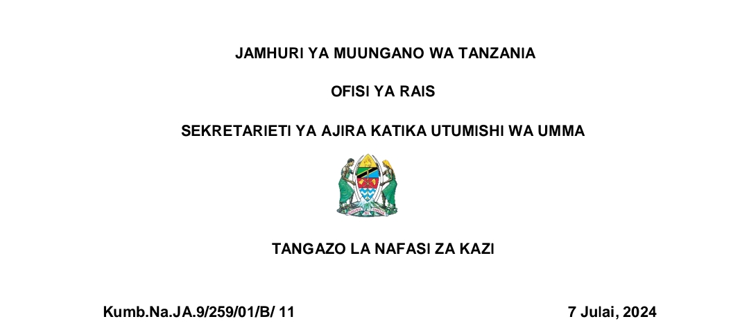 NAFASI 9483 za Kazi Kada ya Afya TAMISEMI July 2024