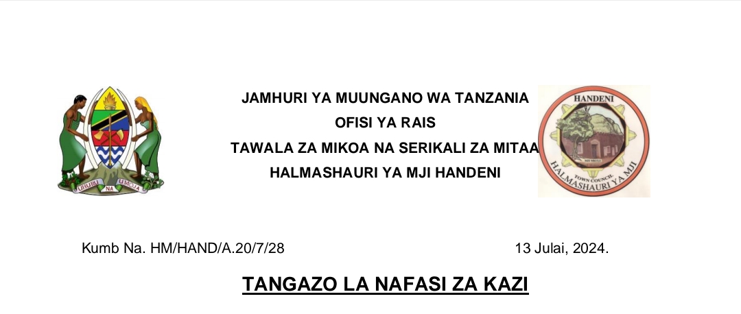 NAFASI 49 za Kazi Halmashauri ya Mji wa Handeni July 13-2024