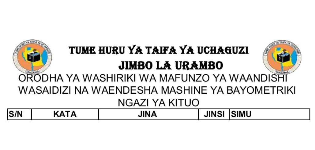 NEC Walioitwa Kwenye Mafunzo Jimbo la Urambo July 2024