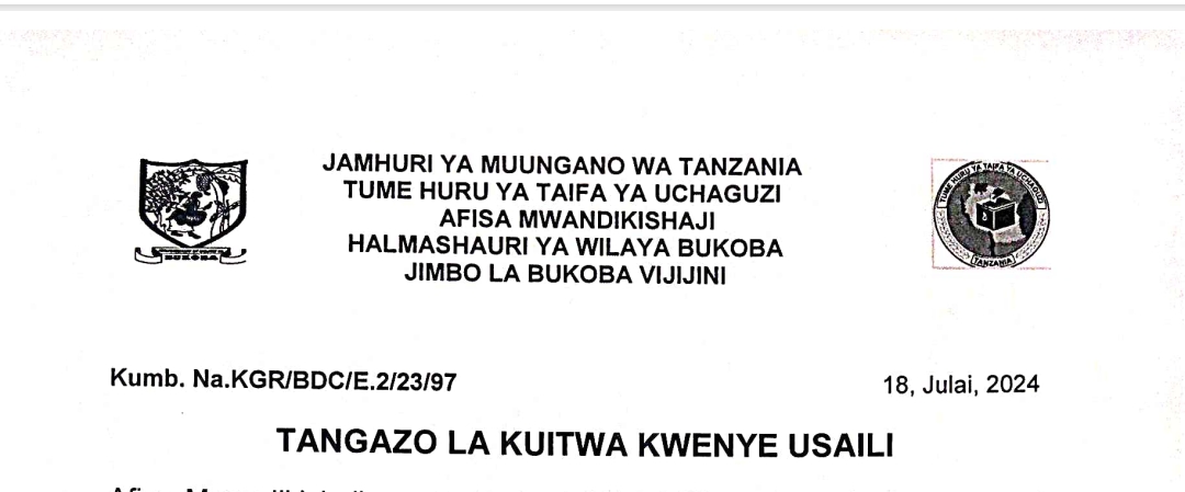 1060 Waitwa kwenye Usaili INEC Bukoba Vijijini July 18-2024