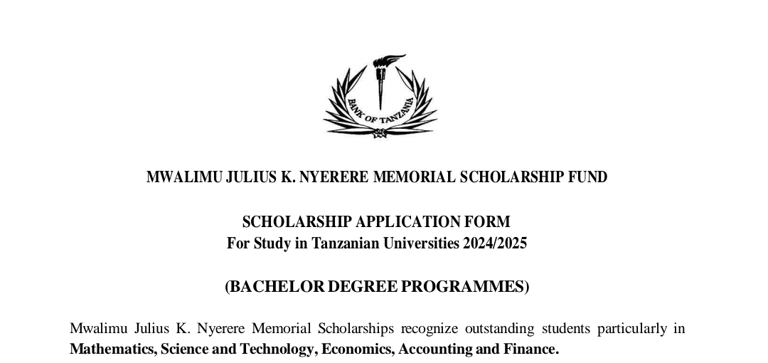 FOMU ya Maombi ya Scholarship Programu za Shahada ya Kwanza 2024/2025, Fomu ya Maombi ya Scholarship ya Kusoma katika Vyuo Vikuu vya Tanzania 2024/2025 (Programu za Shahada ya Kwanza).