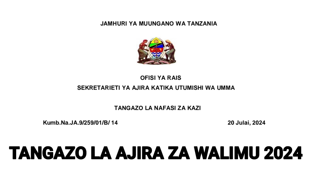 NAFASI 20 za Walimu wa Awali Ajira za Walimu 2024, Ajira Mpya za Walimu 2024/2025, Nafasi za Walimu wa Awali Ajira za Walimu 2024.