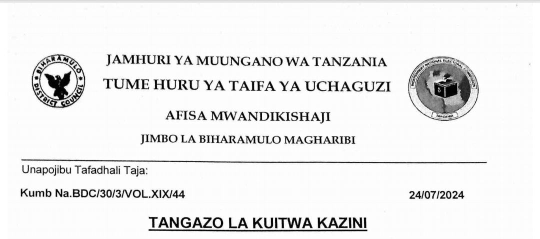 NEC Walioitwa Kwenye Mafunzo Wilaya ya Biharamulo July 2024, Orodha ya Majina ya Walioitwa Kwenye Mafunzo Zoezi la Uboreshaji Wa Daftari La Kudumu La Wapiga Kura 2024, Kuitwa Kwenye Mafunzo Ajira za INEC Jimbo la Biharamulo Magharibi, Kuitwa Kazini Ajira za INEC 2024.